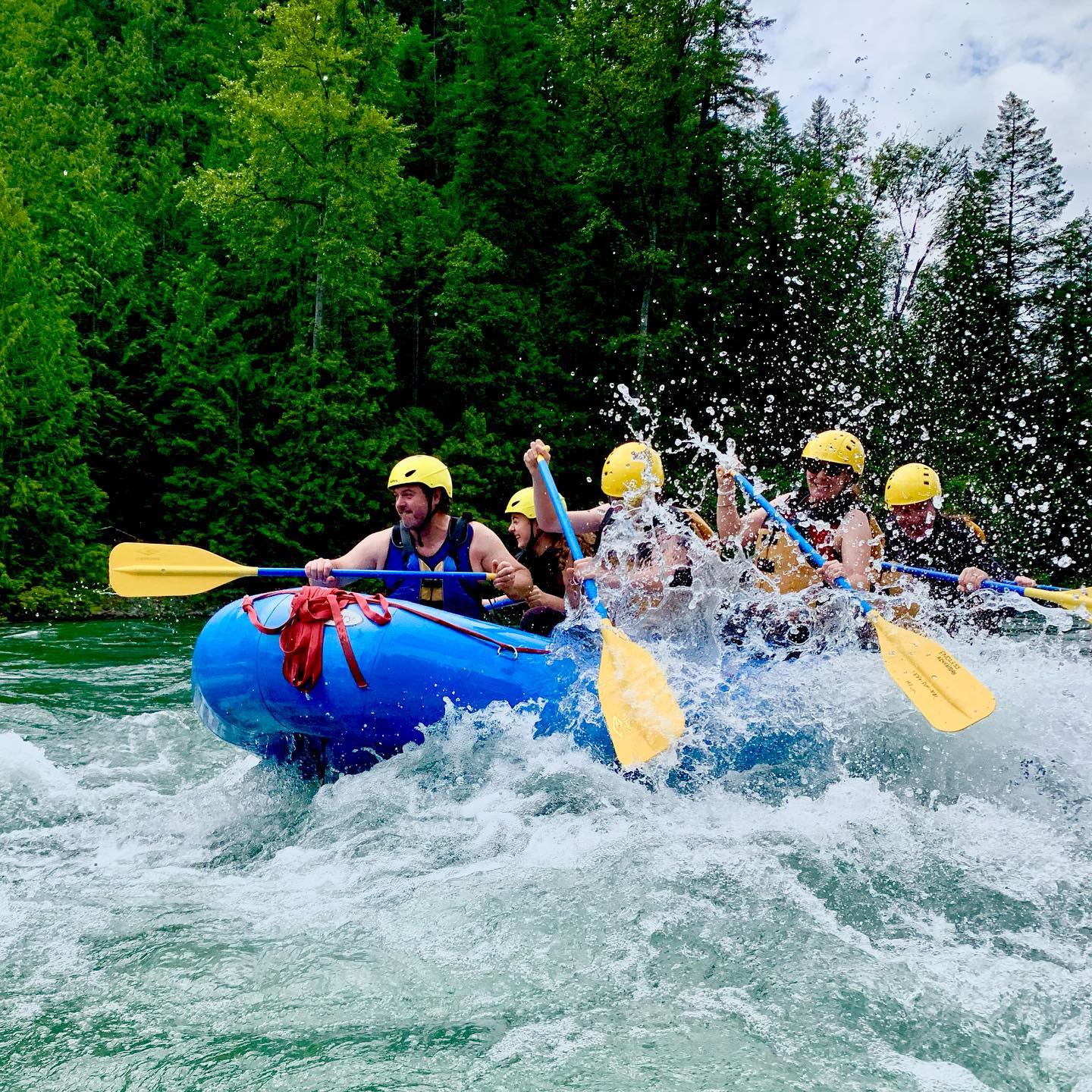 Group on a whitewater rafting adventure in BC
